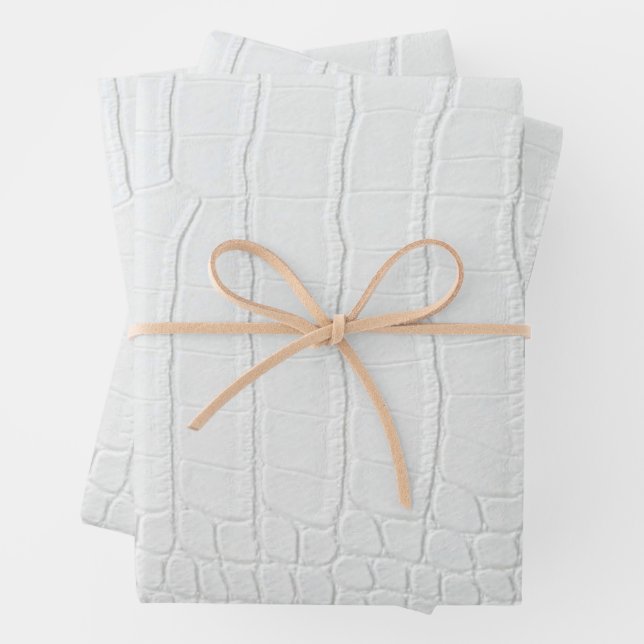 White Crocodile Skin Print New Wrapping Paper Sheet (In situ)
