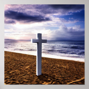 White Cross at the Beach Poster