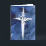 White Cross blue watercolor card<br><div class="desc">Holy Cross christian greeting card</div>