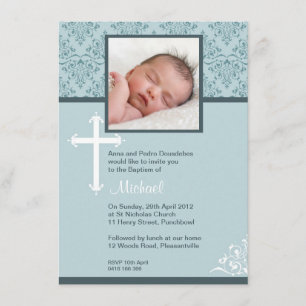 White Cross Christening Invitations
