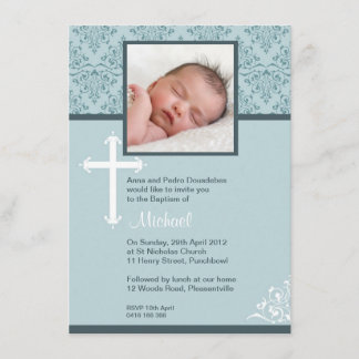White Cross Christening Invitations