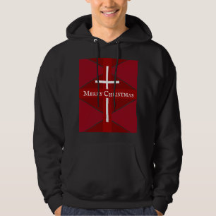White Cross Christmas Red Design Christian Hoodie