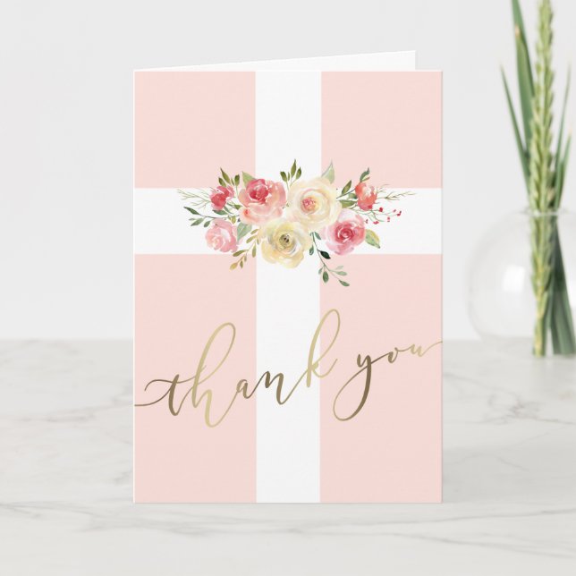 white cross floral religious event Thank You Card (Front)