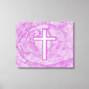 WHITE CROSS HIGHLIGHTED IN PINK CANVAS PRINT