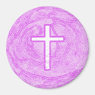 WHITE CROSS HIGHLIGHTED IN PINK MAGNET