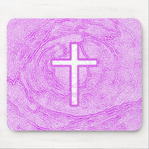 WHITE CROSS HIGHLIGHTED IN PINK MOUSE MAT