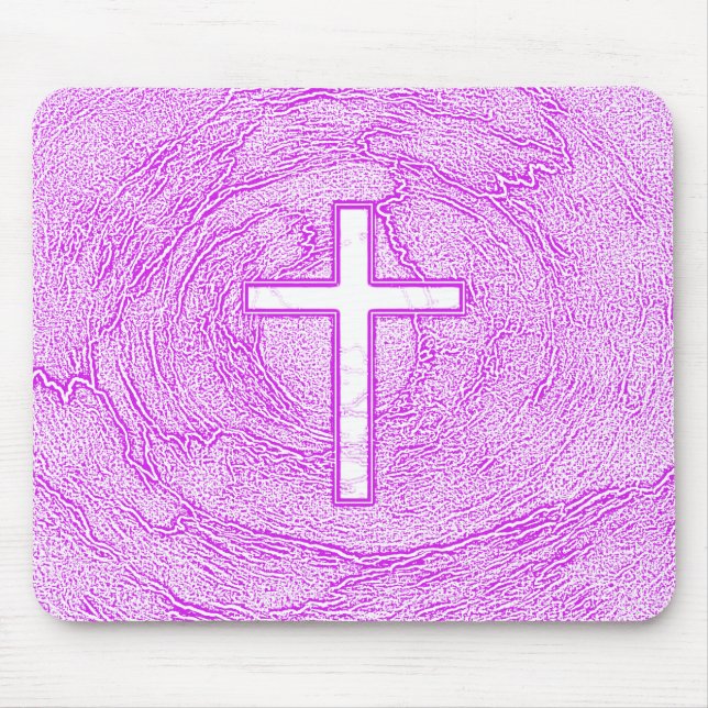WHITE CROSS HIGHLIGHTED IN PINK MOUSE MAT (Front)