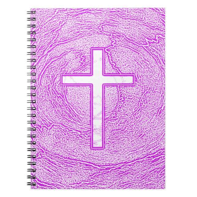 WHITE CROSS HIGHLIGHTED IN PINK NOTEBOOK (Front)