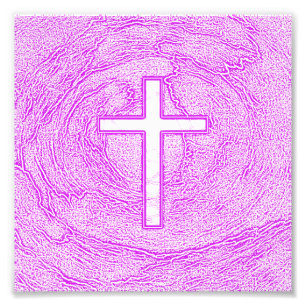 WHITE CROSS HIGHLIGHTED IN PINK PHOTO PRINT