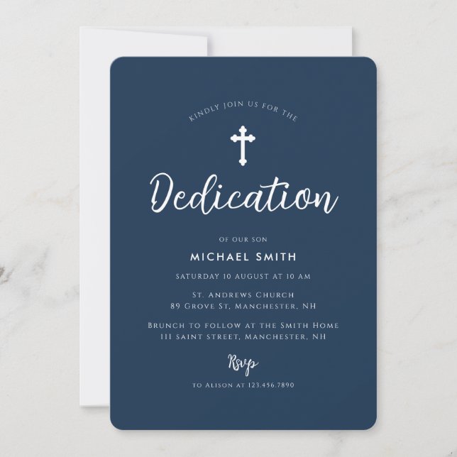 white cross modern dedication invitation (Front)