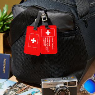 White Cross On Red Background Switzerland Flag Luggage Tag