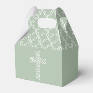 White Cross on Sage First Communion Favour Box
