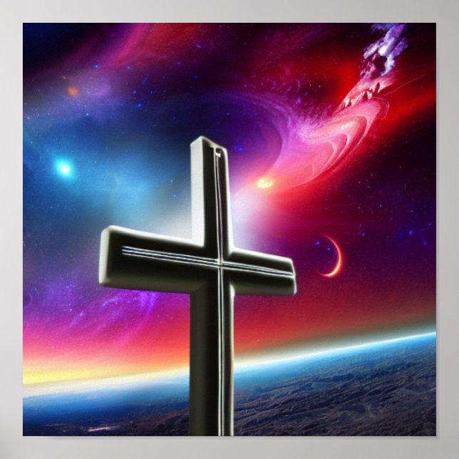 White Cross Over the Blue Water Poster (Front)