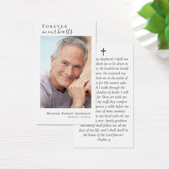 White Cross Photo Memorial Prayer Card (Desk)