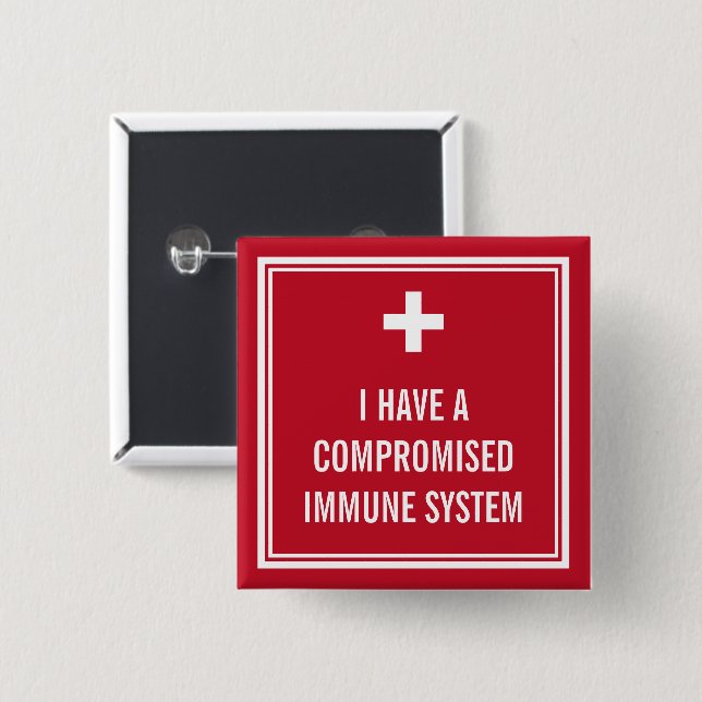 White Cross Red Compromised Immune System 15 Cm Square Badge (Front & Back)