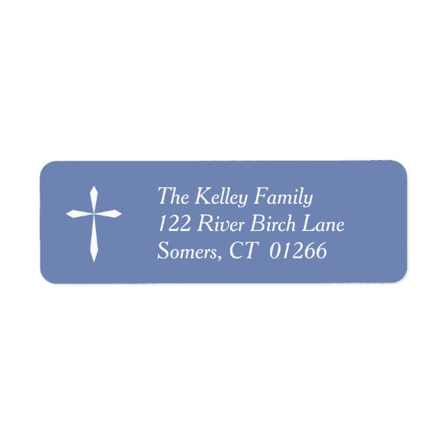White Cross Religious Address Label, Blue (Front)