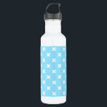White cross stitches on baby blue 710 ml water bottle<br><div class="desc">White cross stitches on baby blue</div>