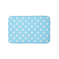 White cross stitches on baby blue