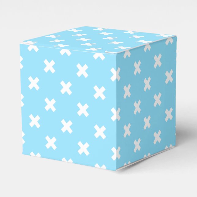 White cross stitches on baby blue favour box (Front Side)