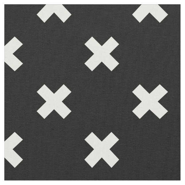 White cross stitches on black fabric (Close Up)