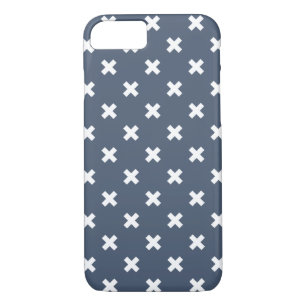 White cross stitches on blue-grey iPhone 8/7 case