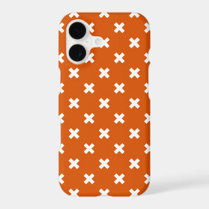 White cross stitches on burnt orange