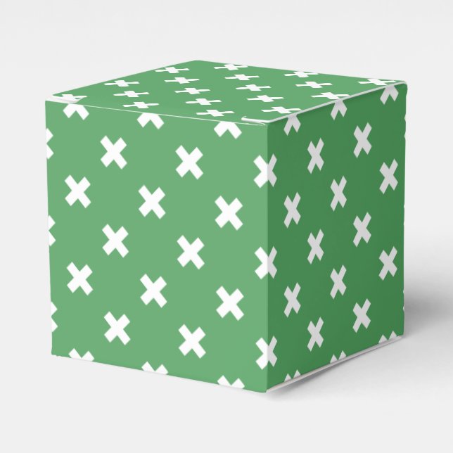 White cross stitches on green favour box (Front Side)