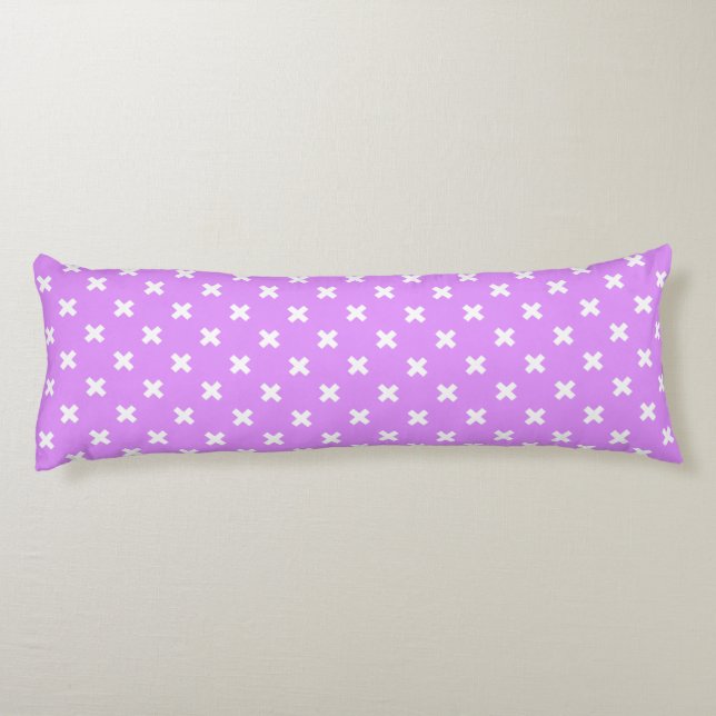 White cross stitches on lilac body cushion (Back)