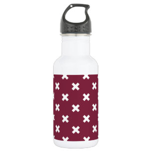 White cross stitches on mulberry 532 ml water bottle