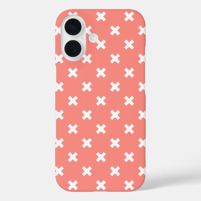 White cross stitches on peach Case-Mate iPhone case (Back)