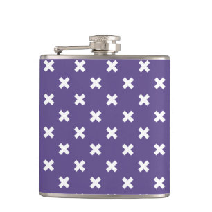 White cross stitches on ultra violet hip flask