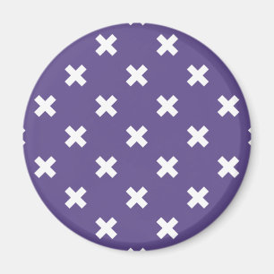 White cross stitches on ultra violet magnet