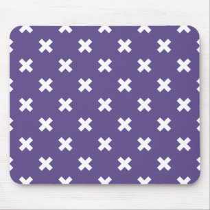 White cross stitches on ultra violet mouse mat