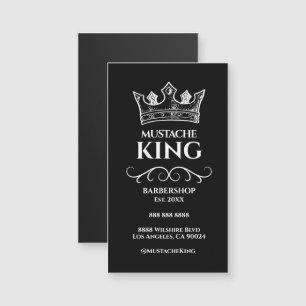 White Crown King Moustache Barbershop Magnet Card