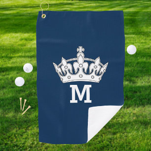 White Crown Monogram Personalised Golf Towel
