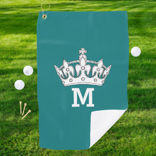 White Crown Monogram Personalised Golf Towel