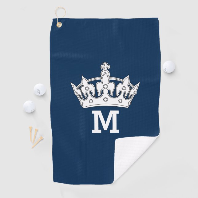 White Crown Monogram Personalised Golf Towel (InSitu)