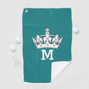 White Crown Monogram Personalised Golf Towel