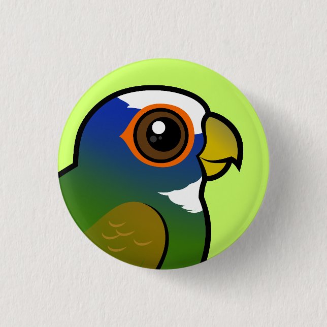 White-crowned Parrot 3 Cm Round Badge (Front)