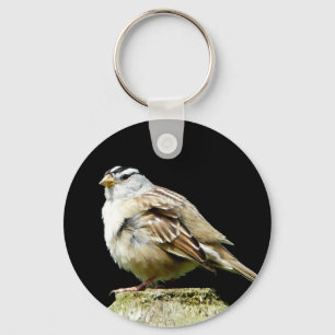 White Crowned Song Sparrow Key Ring