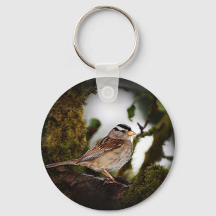 White-crowned Sparrow Bird Keychain