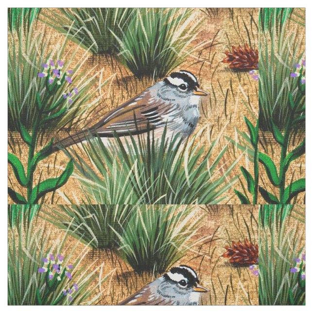 White Crowned Sparrow Fabric (Swatch)