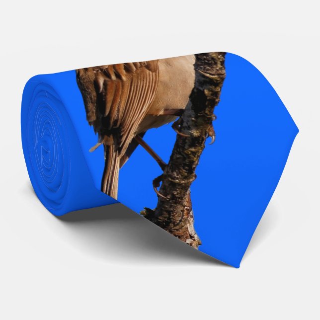 White-Crowned Sparrow Sings to the Sun Tie (Rolled)