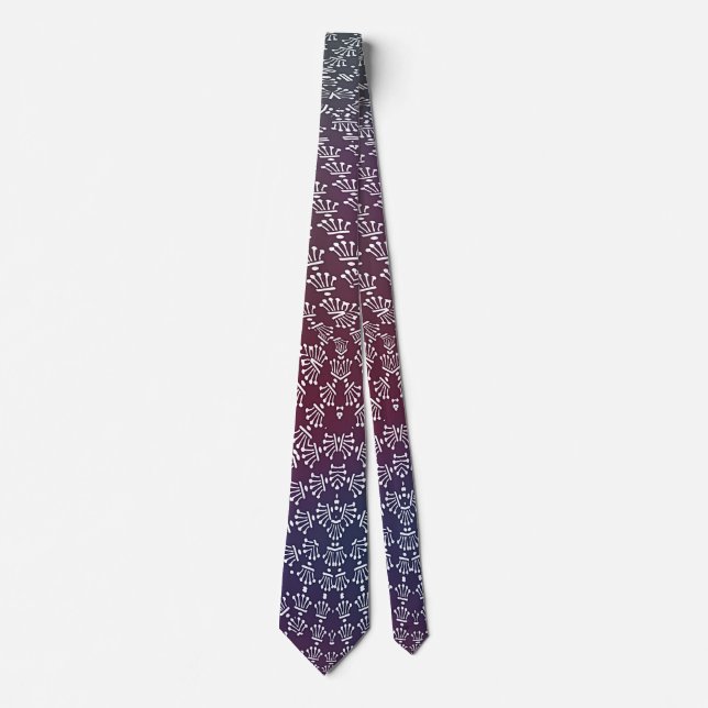 White Crowns Blue Burgundy Gradient  Tie (Front)