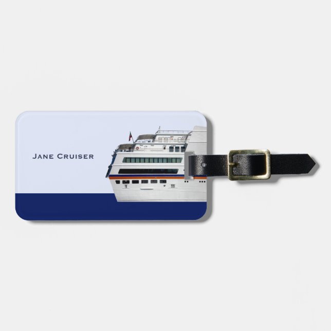 White Cruise Ship Covered Decks Travellers Luggage Tag (Front Horizontal)