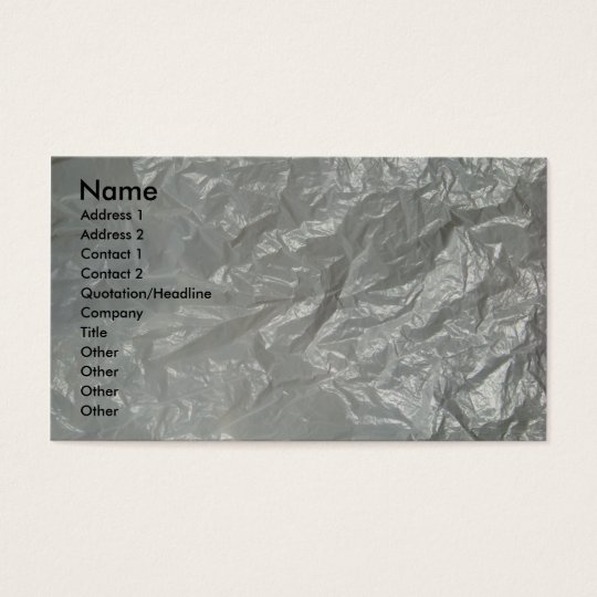 White crumpled plastic business card