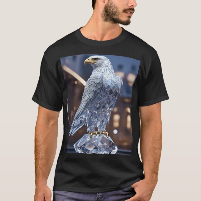 White Crystal Eagle – Swarovski-Inspired 4K Design T-Shirt (Front)