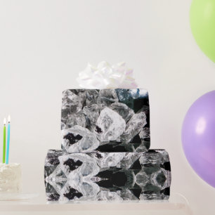 White Crystals in Black outer space Wrapping Paper