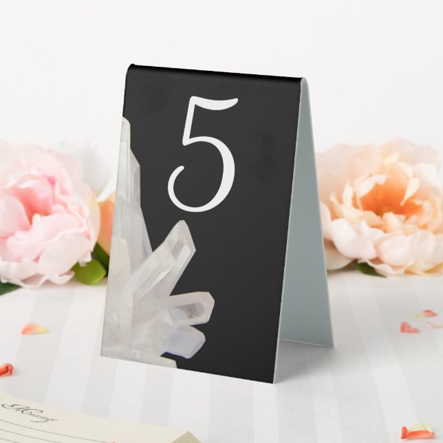 White Crystals on Black Wedding Table Numbers (In SItu (Wedding))