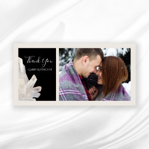 White Crystals on Black Wedding Thank You